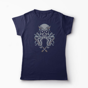 Tricou Caracatita Craniu Octopus - Femei-Bleumarin