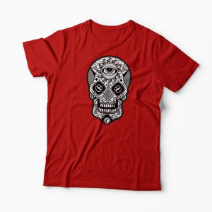 Tricou Craniu Geometric - Bărbați-Roșu