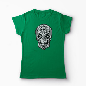 Tricou Craniu Geometric - Femei-Verde