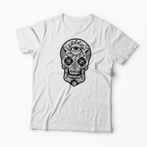 Tricou Craniu Geometric - Bărbați-Alb