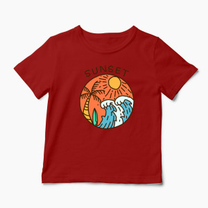 Tricou Grafic Ocean Sezon Vară - Copii-Roșu