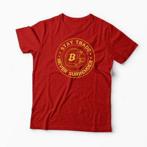 Tricou Personalizat Bitcoin Stay Trade Never Surrender - Bărbați-Roșu