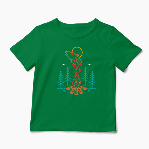 Tricou Personalizat Campare În Natura Între Lupi - Copii-Verde