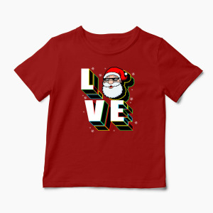 Tricou Personalizat Crăciun Santa Love - Copii-Roșu