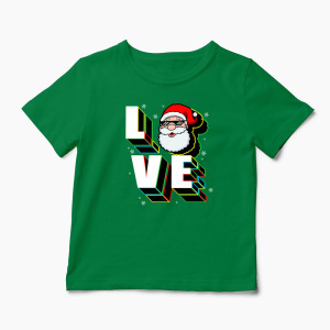 Tricou Personalizat Crăciun Santa Love - Copii-Verde