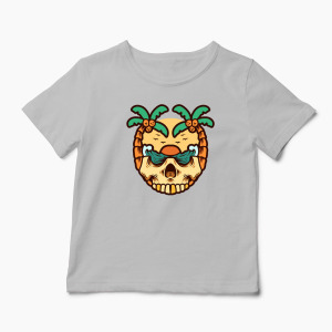 Tricou Personalizat Craniu Ocean Vară Palmieri - Copii-Gri