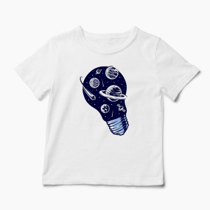 Tricou Personalizat Lumini Spațiale - Copii-Alb