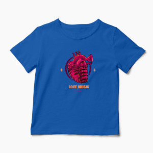 Tricou Personalizat Muzică Jazz - Love Music - Copii-Albastru Regal