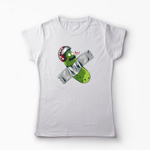 Tricou Personalizat Pickle Rick Taped Art - Rick and Morty - Femei-Alb