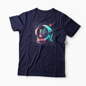 Tricou Personalizat Pisică în Spațiu Astronaut - Bărbați-Bleumarin