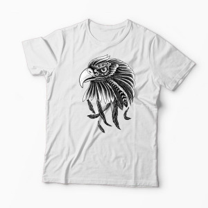 Tricou Personalizat Vultur Ornamental - Bărbați-Alb