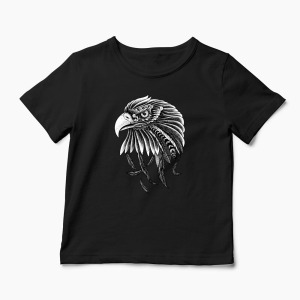 Tricou Personalizat Vultur Ornamental - Copii-Negru