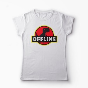 Tricou T-Rex Offline - Femei-Alb