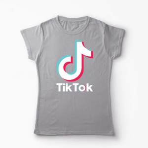 Tricou TikTok Logo - Femei-Gri