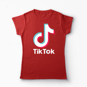 Tricou TikTok Logo - Femei-Roșu