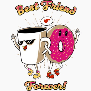 Tricou Cafea și Donut Friends
