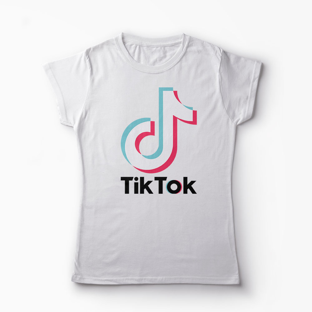 Tricou TikTok Logo - Femei-Alb