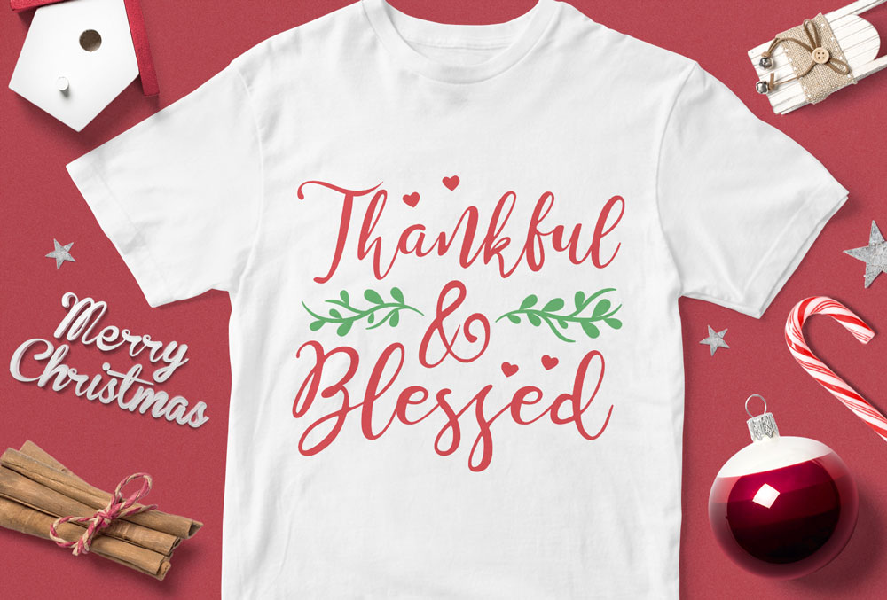 Tricou Crăciun Thankful & Blessed