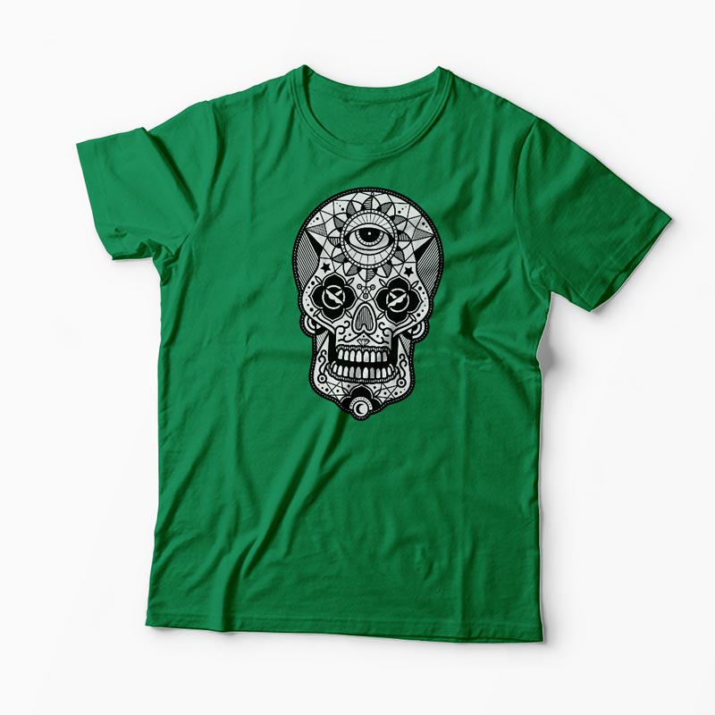 Tricou Craniu Geometric - Bărbați-Verde