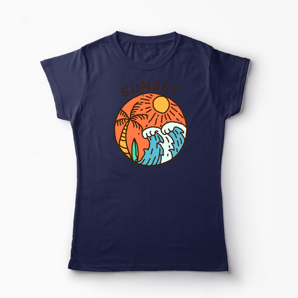 Tricou Grafic Ocean Sezon Vară - Femei-Bleumarin