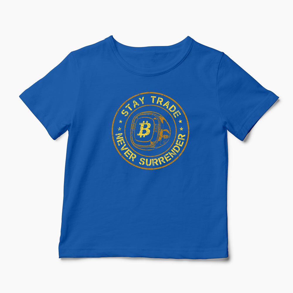 Tricou Personalizat Bitcoin Stay Trade Never Surrender - Copii-Albastru Regal