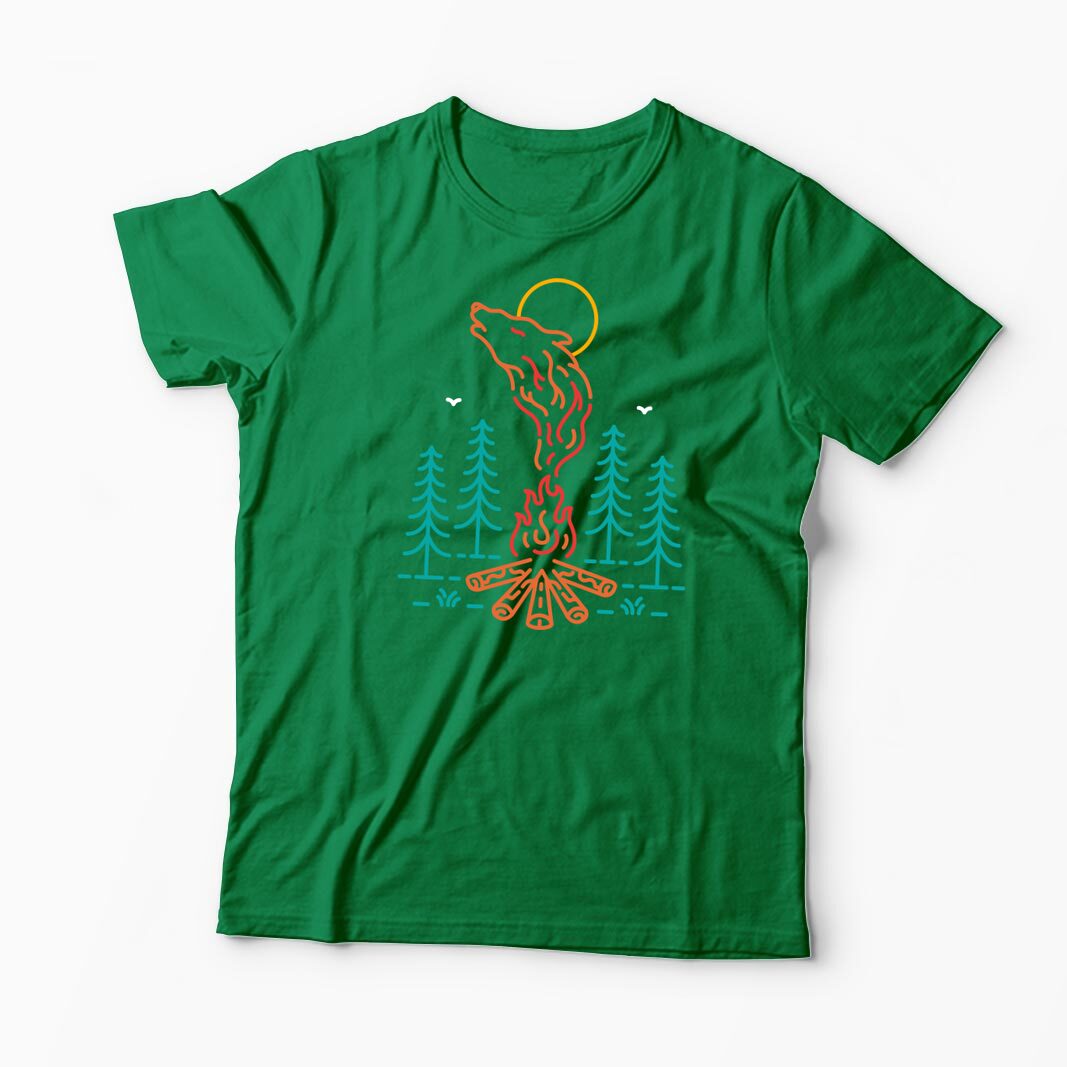 Tricou Personalizat Campare În Natura Între Lupi - Bărbați-Verde