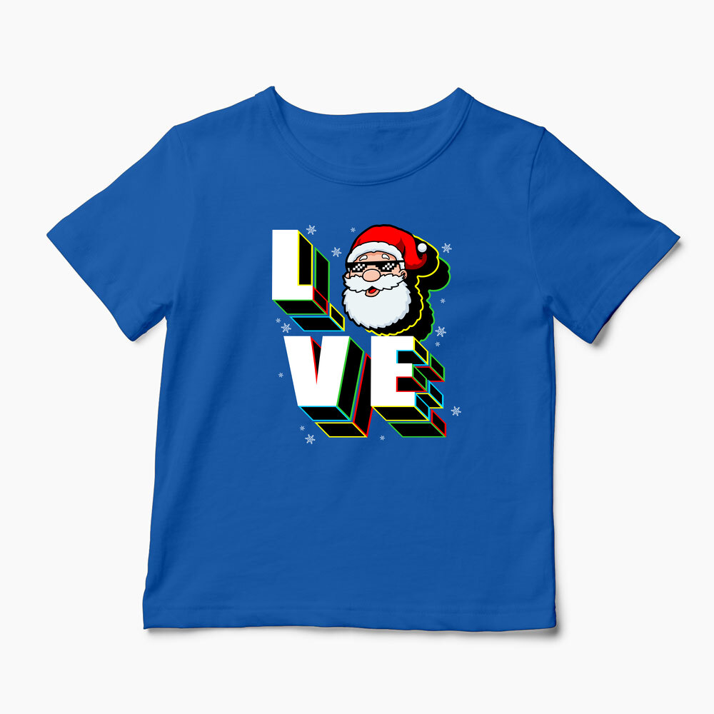 Tricou Personalizat Crăciun Santa Love - Copii-Albastru Regal
