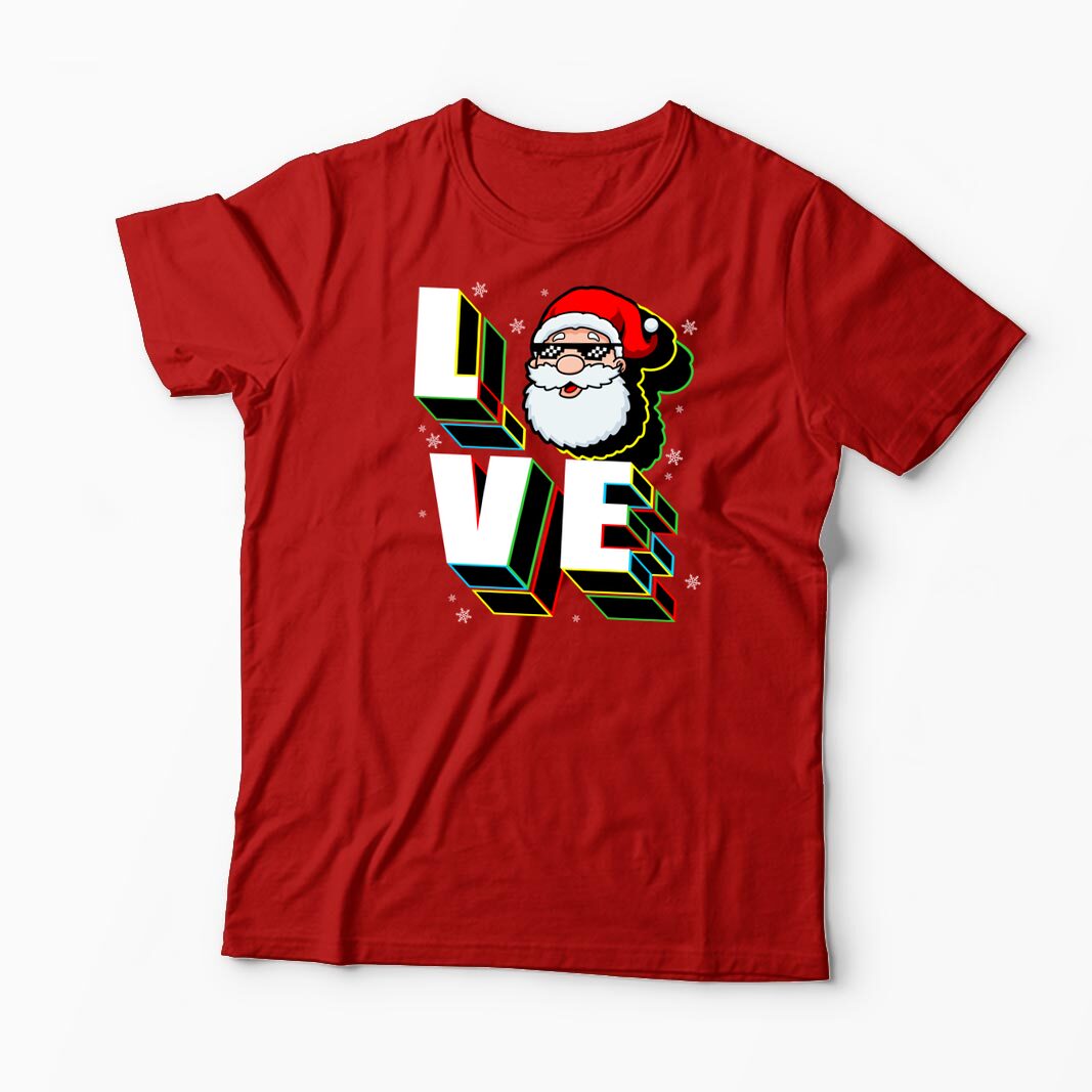Tricou Personalizat Crăciun Santa Love - Bărbați-Roșu