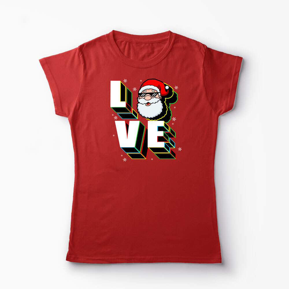Tricou Personalizat Crăciun Santa Love - Femei-Roșu
