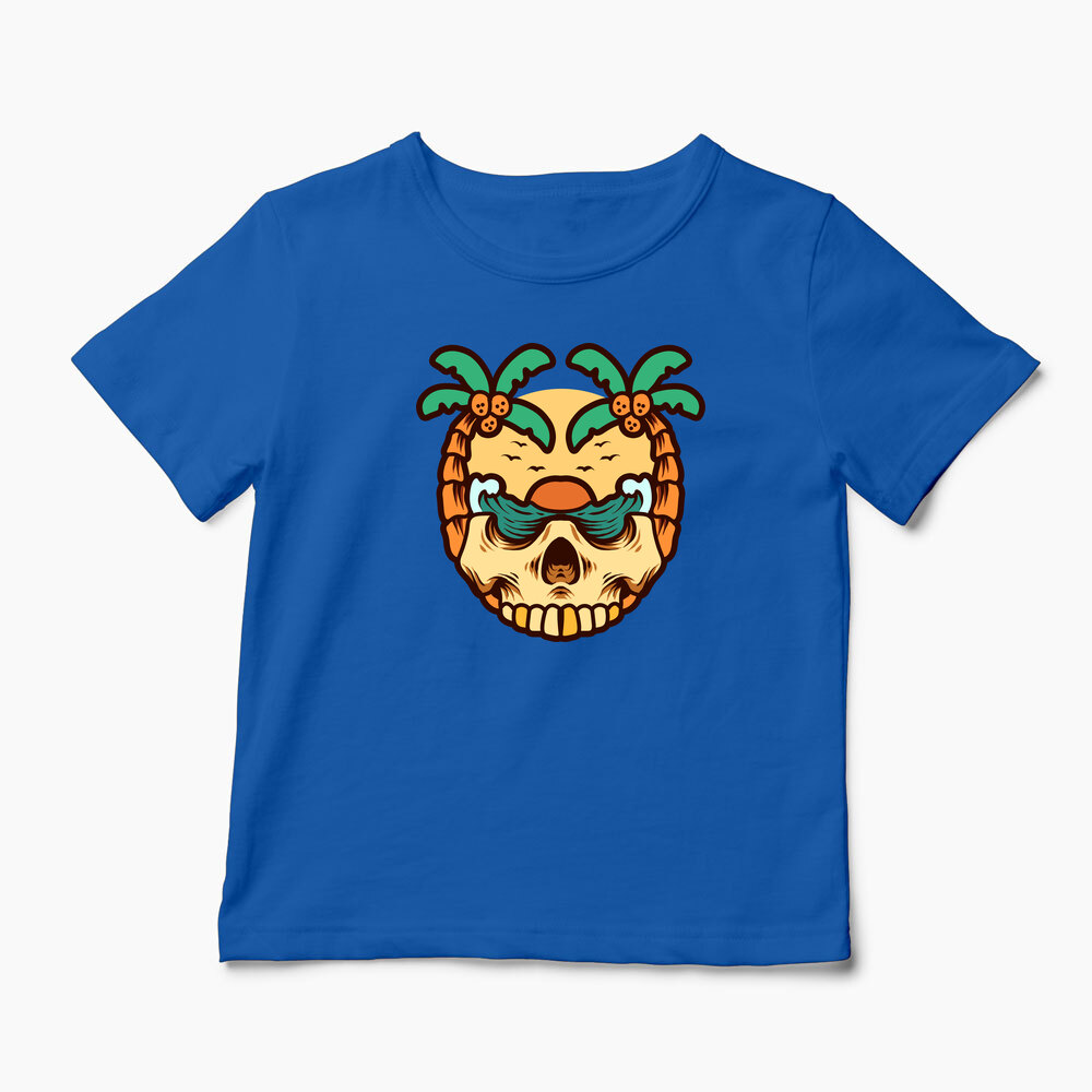 Tricou Personalizat Craniu Ocean Vară Palmieri - Copii-Albastru Regal