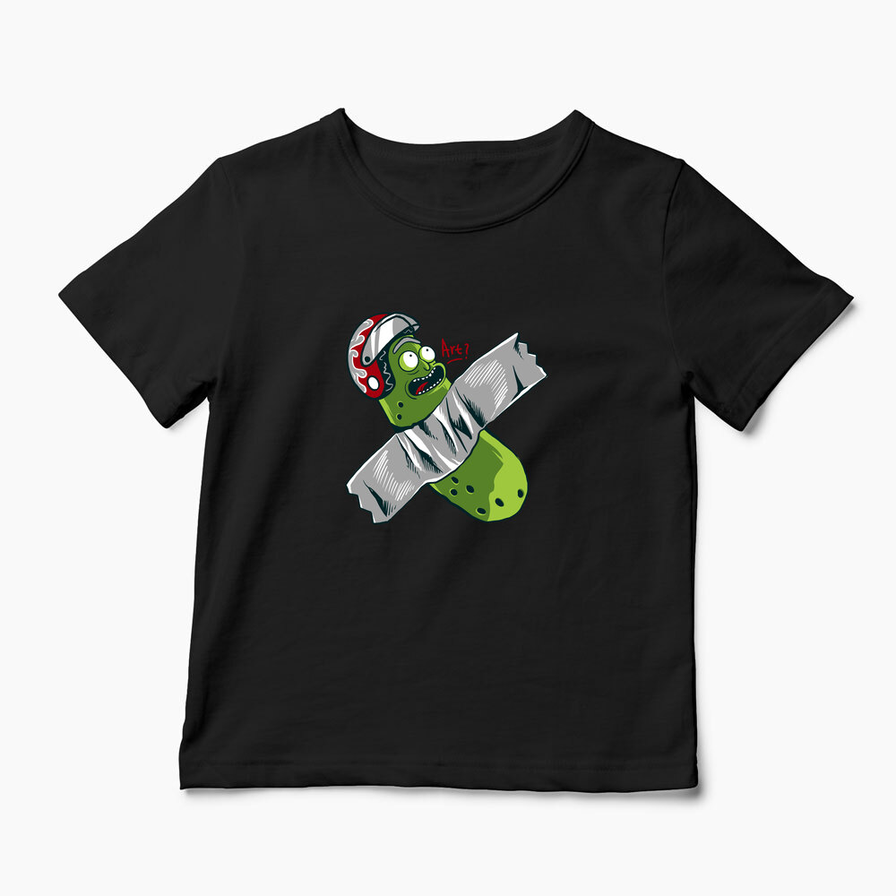 Tricou Personalizat Pickle Rick Taped Art - Rick and Morty - Copii-Negru