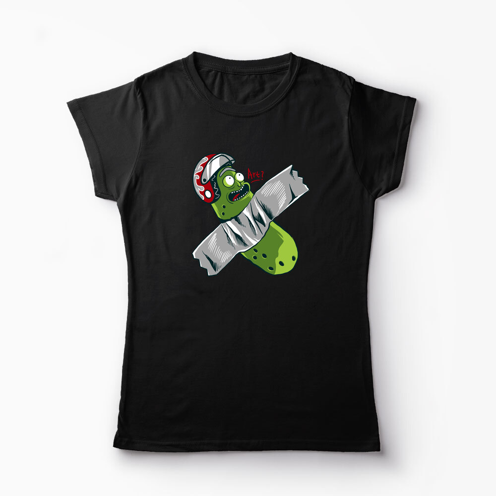 Tricou Personalizat Pickle Rick Taped Art - Rick and Morty - Femei-Negru