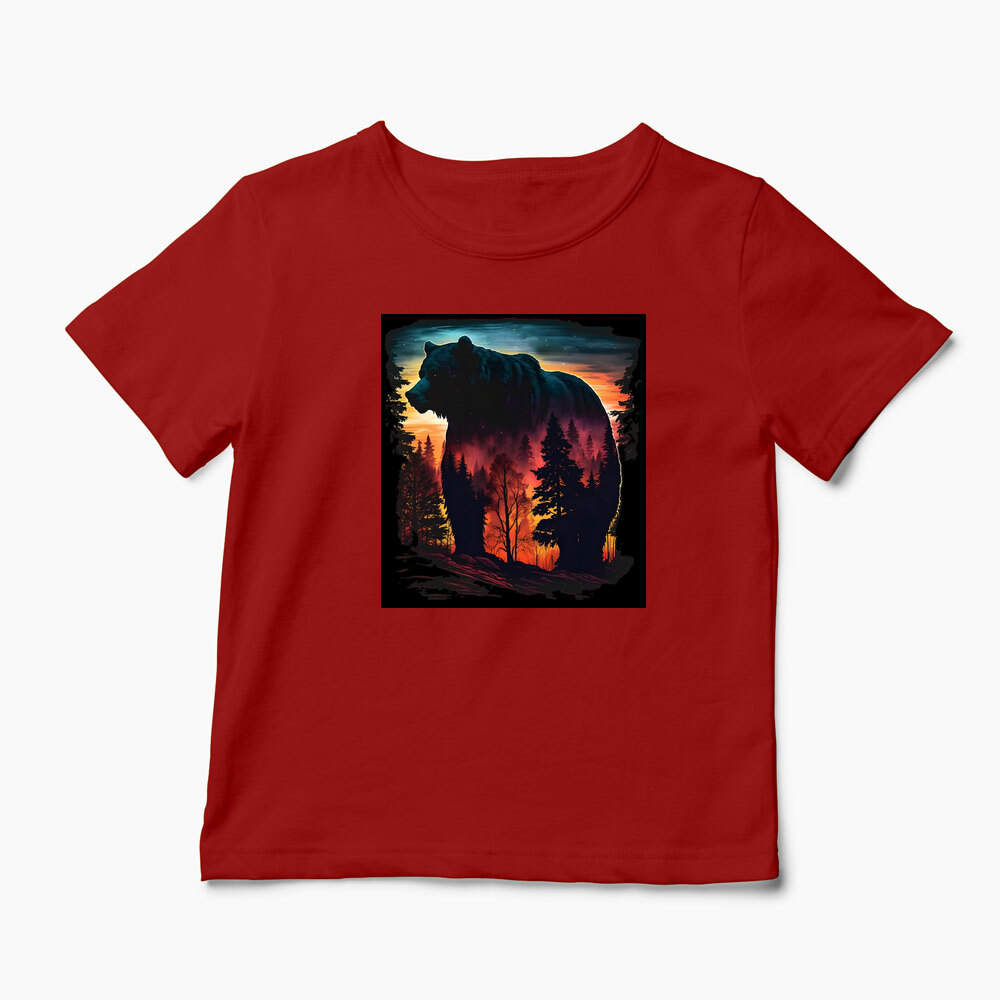 Tricou Personalizat Urs Natura Padure - Copii-Roșu