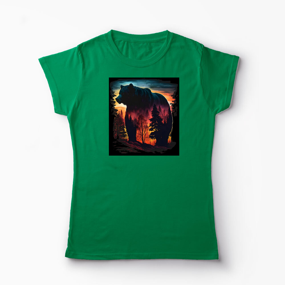 Tricou Personalizat Urs Natura Padure - Femei-Verde