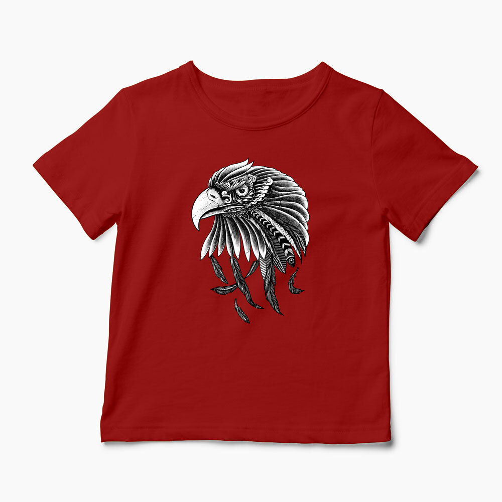 Tricou Personalizat Vultur Ornamental - Copii-Roșu