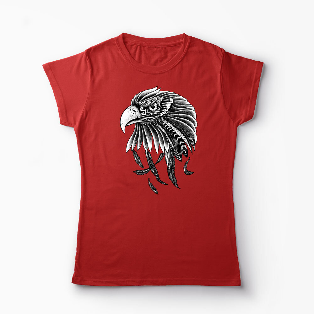 Tricou Personalizat Vultur Ornamental - Femei-Roșu