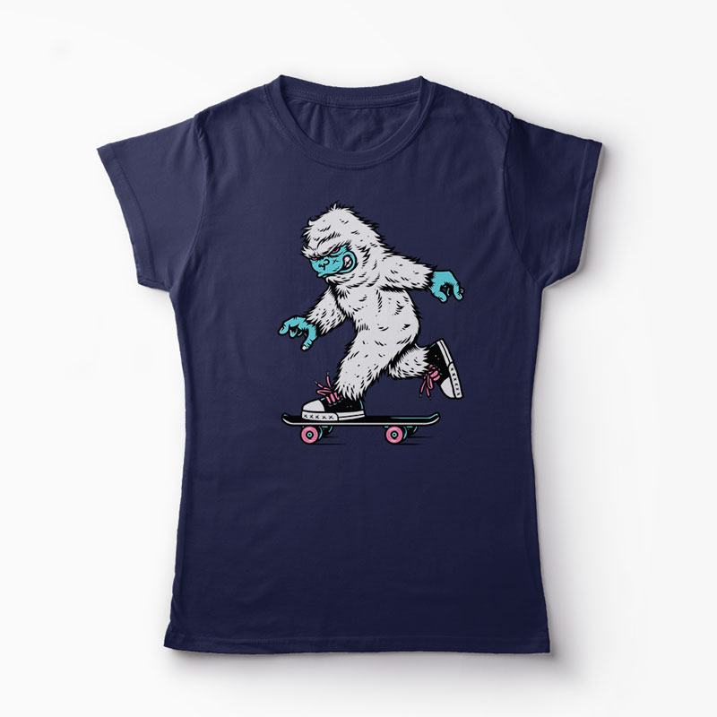 Tricou Skateboarding Yeti - Femei-Bleumarin