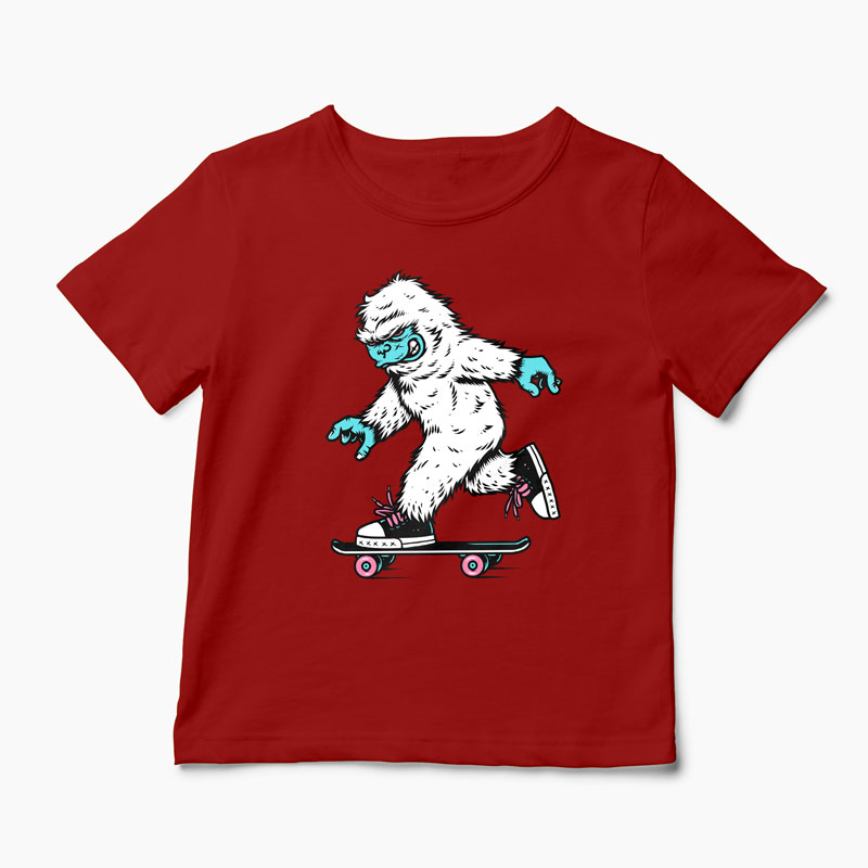 Tricou Skateboarding Yeti - Copii-Roșu