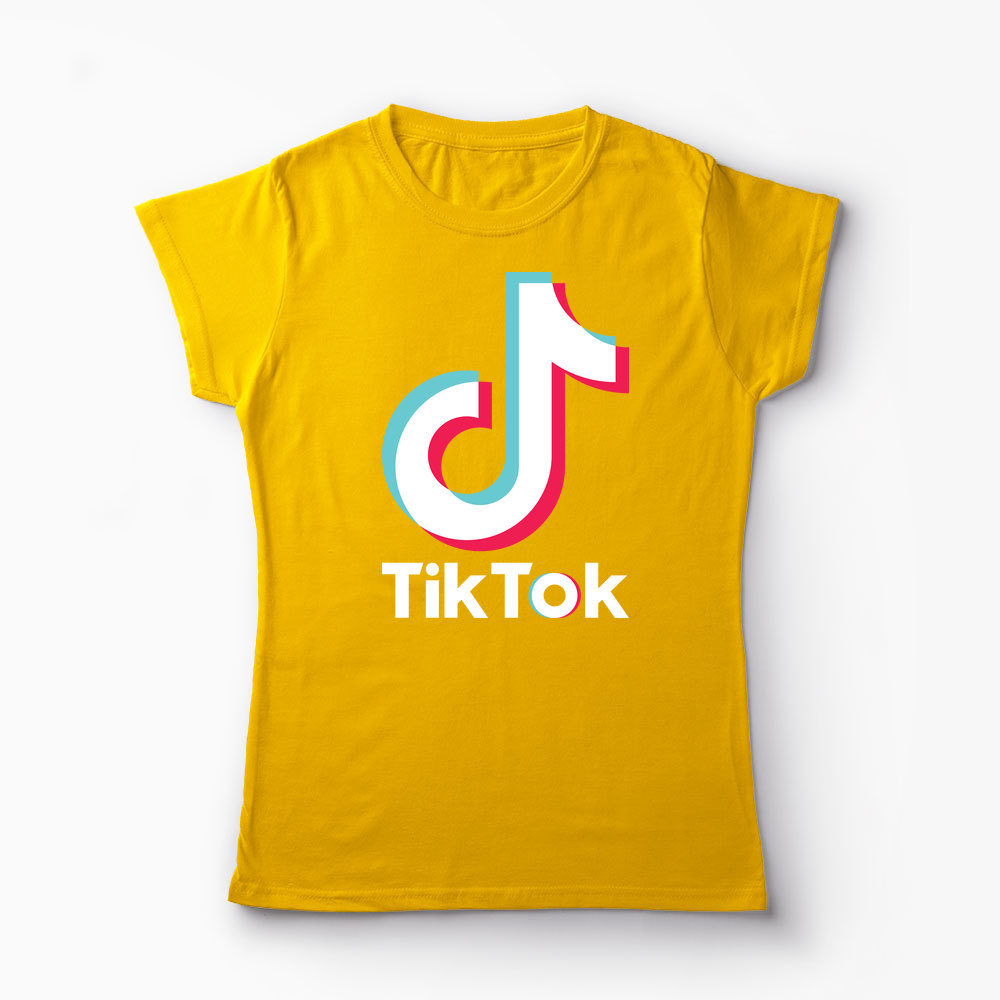 Tricou TikTok Logo - Femei-Galben