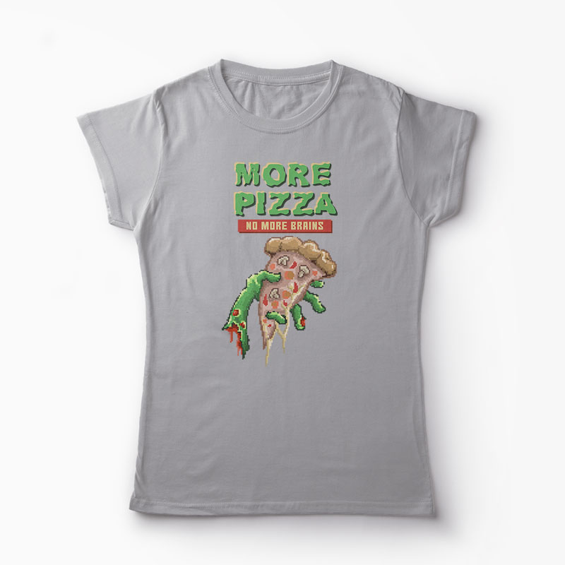 Tricou Zombie Pizza - Femei-Gri