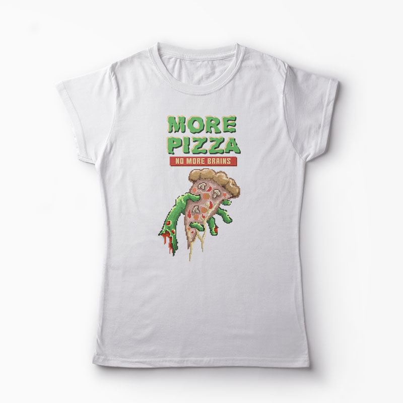 Tricou Zombie Pizza - Femei-Alb
