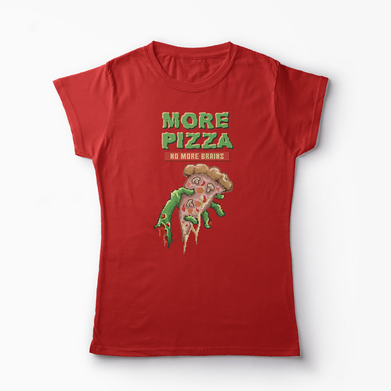 Tricou Zombie Pizza - Femei-Roșu