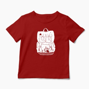 Tricou Backpacker - Natura Rucsac - Copii-Roșu