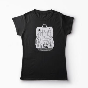 Tricou Backpacker - Natura Rucsac - Femei-Negru
