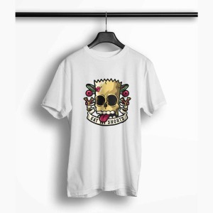 Tricou Barbati Personalizat Bart Eat My Shorts - Bărbați-Alb