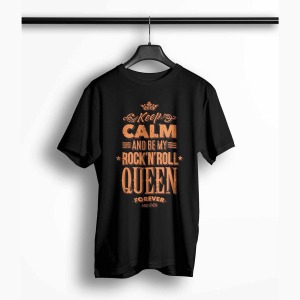 Tricou Barbati Personalizat Keep Calm and Be My Rock N Roll Queen - Bărbați-Negru