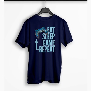 Tricou Barbati Personalizat Eat Sleep Game Repeat - Bărbați-Bleumarin
