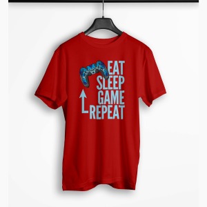Tricou Barbati Personalizat Eat Sleep Game Repeat - Bărbați-Roșu