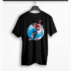 Tricou Barbati Personalizat Sonic si Knuckles - Bărbați-Negru