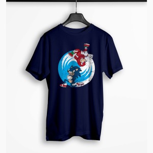Tricou Barbati Personalizat Sonic si Knuckles - Bărbați-Bleumarin